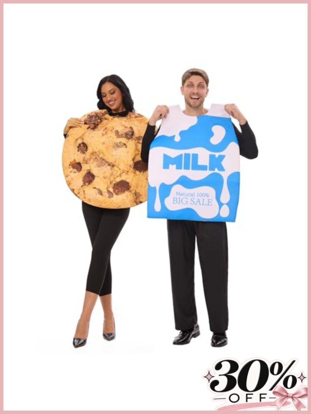 Milk and Cookie Couples Halloween Costume Set Adult One Size Food Theme